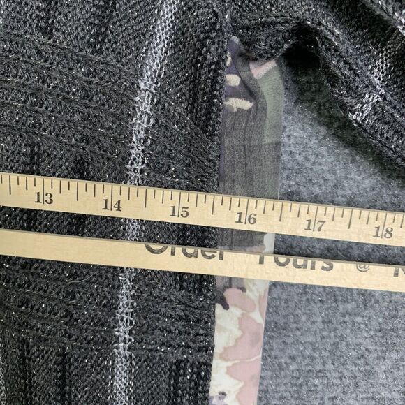 Simply Vera Wang Sweater Top Women Size XS Knit Front Silky Back Gray White - Picture 15 of 16